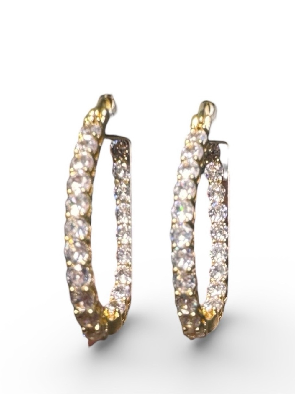 Nordstrom Rack Elegant Gold and CZ Hoop Earrings, NEW